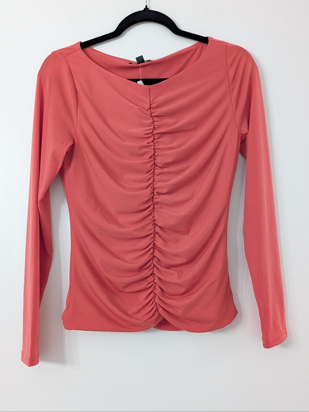 J. Crew Ruched Long Sleeve Matte Jersey Top Pink sz s